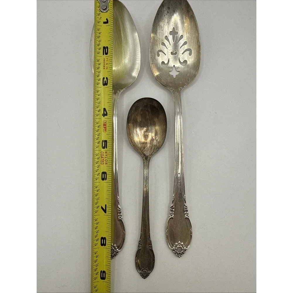 LOT OF c1948 REMEMBRANCE  SILVERPLATED TABLE SERVING SPOONS 1 PIERCED